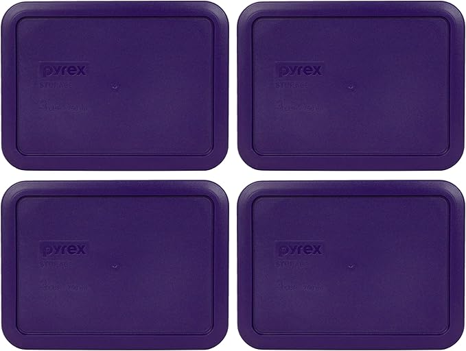 Pyrex 7210-PC 3-Cup Plum Purple Food Storage Replacement Lid (4-Pack) - Made in USA