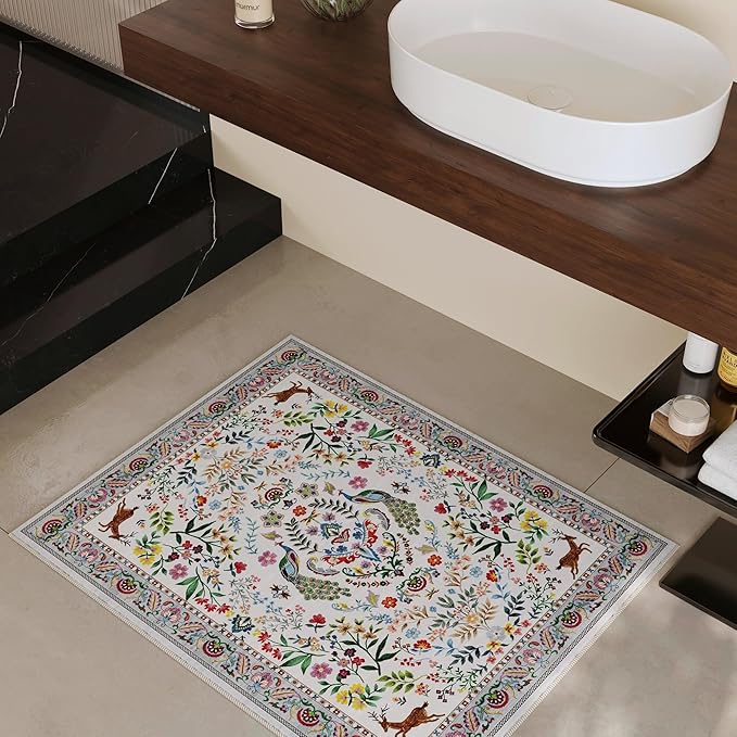 Rugcomf Entryway Rug 2x3 Rug Door Mat Indoor Entrance Washable Rug Small Non-Slip Low Pile Throw Rugs for Entryway, Kitchen, Front Door Indoor Entrance, Entry(Colorful)