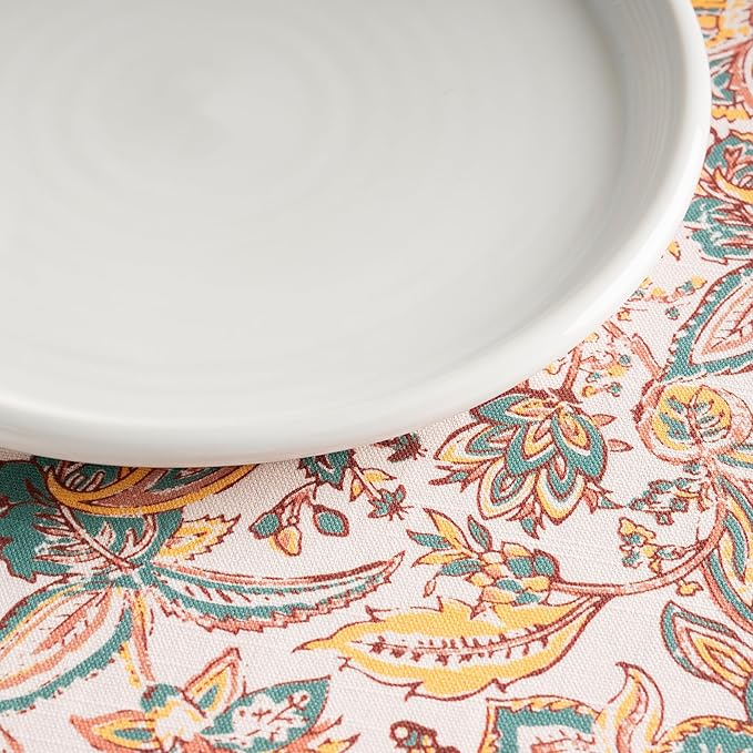 Maison d' Hermine Table Cloth Round Table 100% Cotton 69 Inches Fall Tablecloth Reusable Everyday Use for Thanksgiving Christmas Decorations Dining Farmhouse Party (Nila)