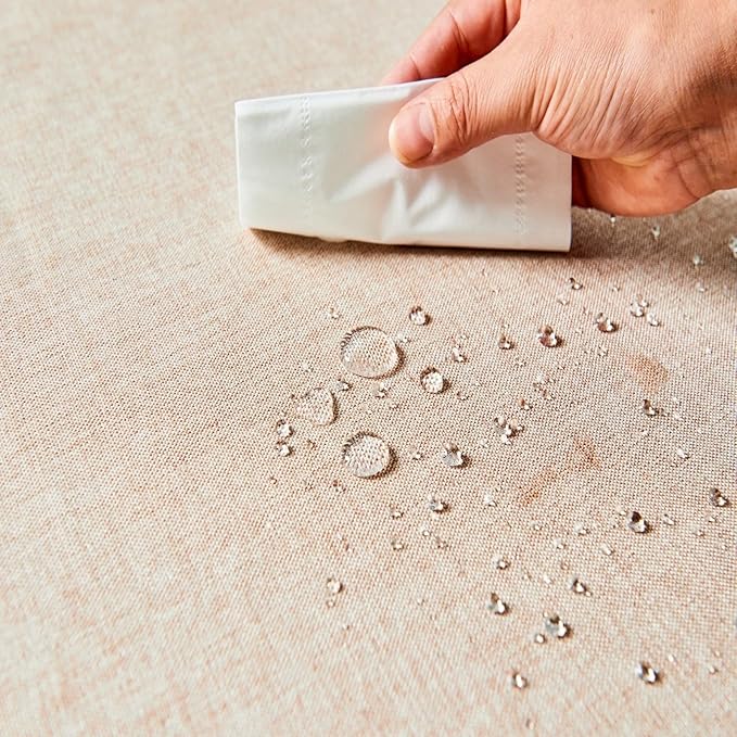 EKAINA Waterproof Faux Linen Rectangle Tablecloth Spill-Proof Wipe-Clean Dining Table Cover for Kitchen Party Holiday Everyday Use