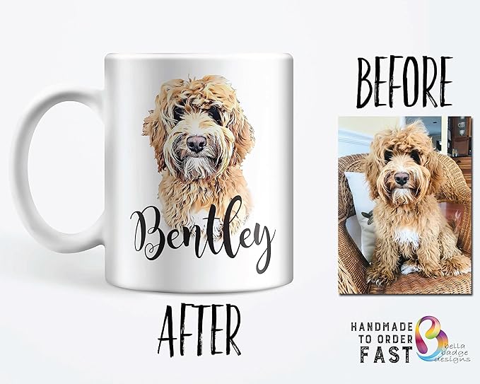 Custom Dog Mug Personalized Pet Portrait Coffee Mug, Cat Mug Photo Print 11 oz 15 oz