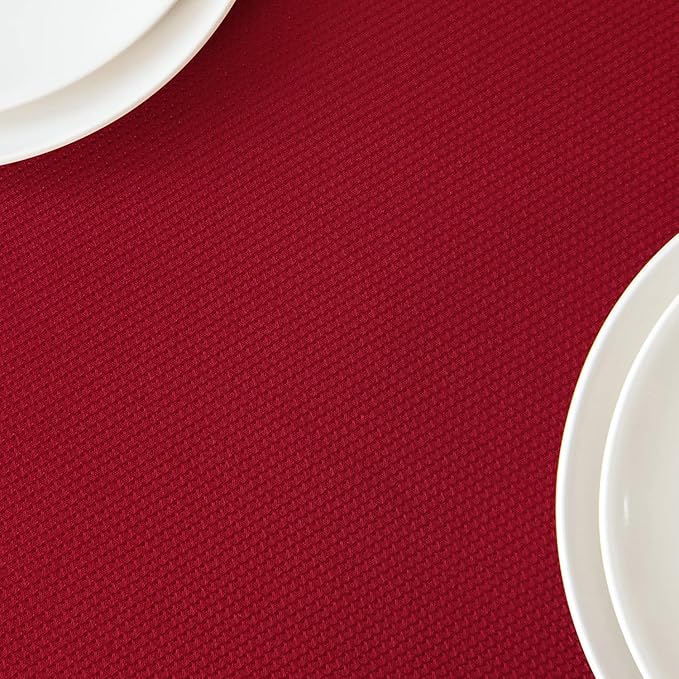 maxmill Jacquard Square Tablecloth Waterproof Spillproof Wrinkle Resistant Soft Textured Table Cloth for Dinner and Party Washable Polyester Fabric, Indoor and Outdoor Use, 60 x 60 Inch, Red