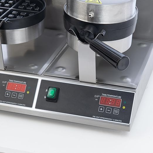 FSE BWM-7/R-2 Double Classic Belgian Waffle Maker with Cast Aluminum Grids, 2000W