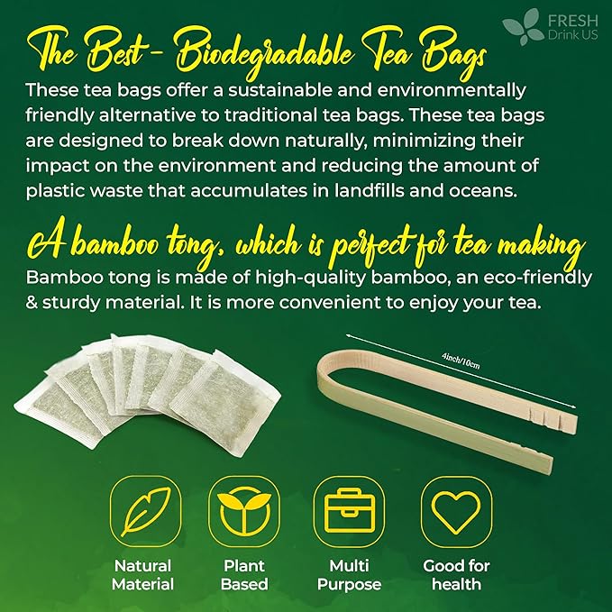 FreshDrinkUS, Premium Gynostemma Tea Bags (Jiaogulan) | 75 Count | Naturally Smooth & Earthy Caffeine-Free Herbal Tea – Plant-Based Tea Bags for Daily Enjoyment. Caffeine Free, Sugar Free. Vegan