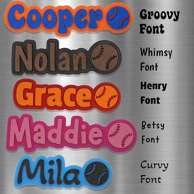 Custom Magnets for Fridge and Locker – 3D Printed Two-Color Name Design with Baseball Icon – Personalized Magnets with Strong Grip & Made of Durable PLA