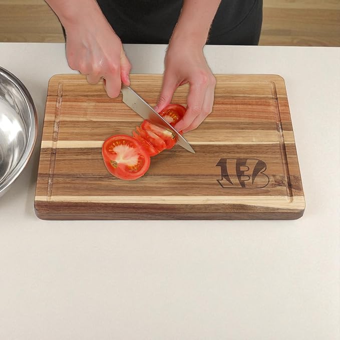 The Memory Company Officially Licensed NFL Acacia Cutting Board – 11.7" x 15.7" Durable Wood Chopping & Serving Board with Team Logo