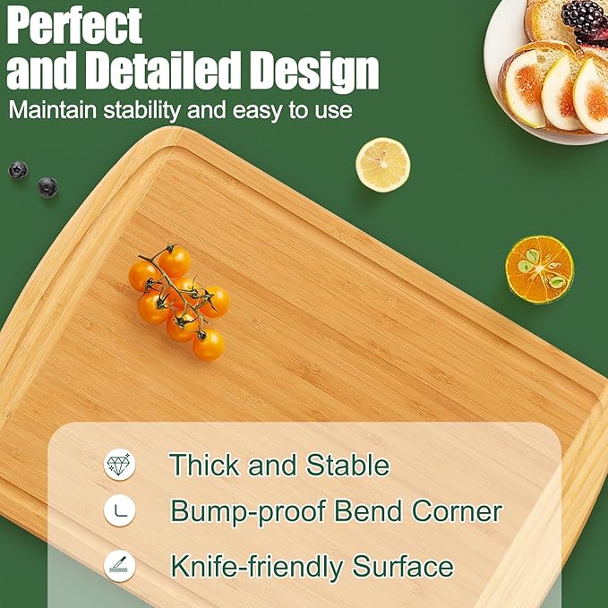 Homaxy Extra Large Bamboo Cutting Boards for Kitchen, 18x12.5" Wood XL Cutting Board with Juice Groove, Butcher Block Wooden Chopping Board for Kitchen, Meat, Fruit & Vegetables - Pre Oiled, Two-Tone