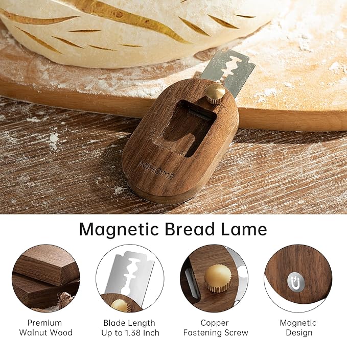 NiHome Cast Iron Bread Pan Set with Lid, 2 Loaf Pans + 2 Silicone Mats + Bread Lame, Heavy-Duty Cast Iron for Even Heat & Crisp Crust, Dual-Pan Design for Covered or Open Baking, Dishwasher-Safe Mats