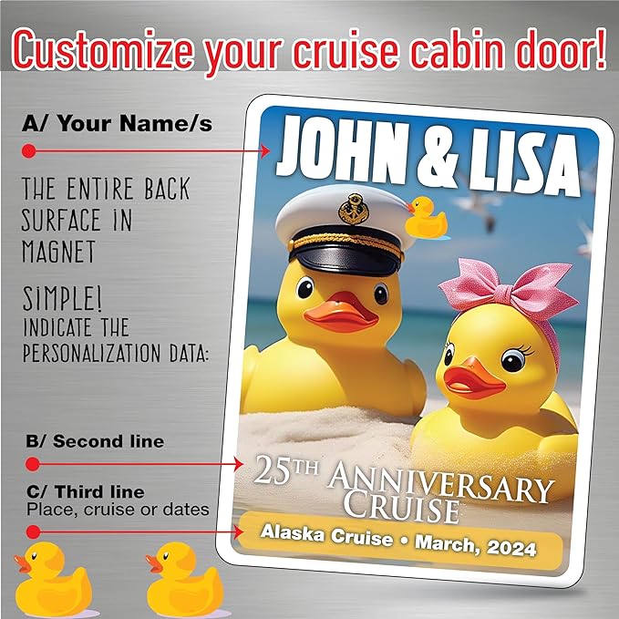 Rubber Duck Custom Magnets for Birthday and Cruise Cabin Doors Birthday Cruise Door Decorations| Anniversary Cruise Magnets Cabin Door Magnets (Large)