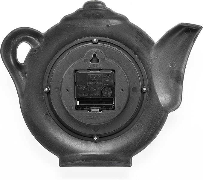 Park Madison Teapot 9 Inch Quality Quartz Battery Operated 3-D Easy to Read Home/Office/Kitchen/Classroom/School Clock Classic Movement, White (13903)