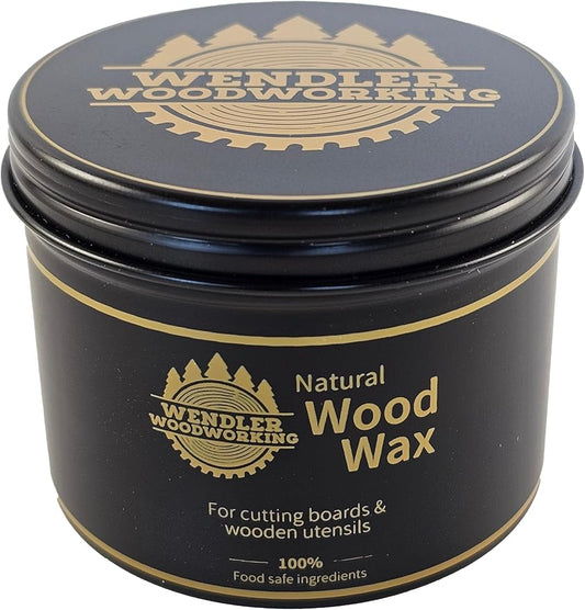 Natural Wood Wax (4 oz) for Cutting Boards, Wooden Utensils, Butcher Blocks, Wooden Surfaces - Made with Natural Beeswax and Mineral Oil, Handcrafted in USA, Food Safe, Conditioner, Wood Butter