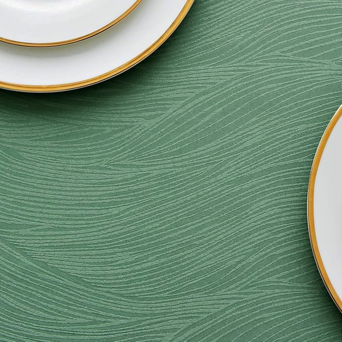 maxmill Square Table Cloth Swirl Design Water Proof Wrinkle Free Heavy Weight Soft Tablecloth Decorative Fabric Table Cover for Outdoor and Indoor Use Square 70 x 70 Inch Sage Green