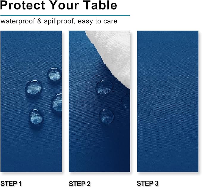 Hiasan 2 Pieces Royal Blue Tablecloth Square - Waterproof and Washable Fabric Table Cloth for Card Tables, 54 x 54 Inch