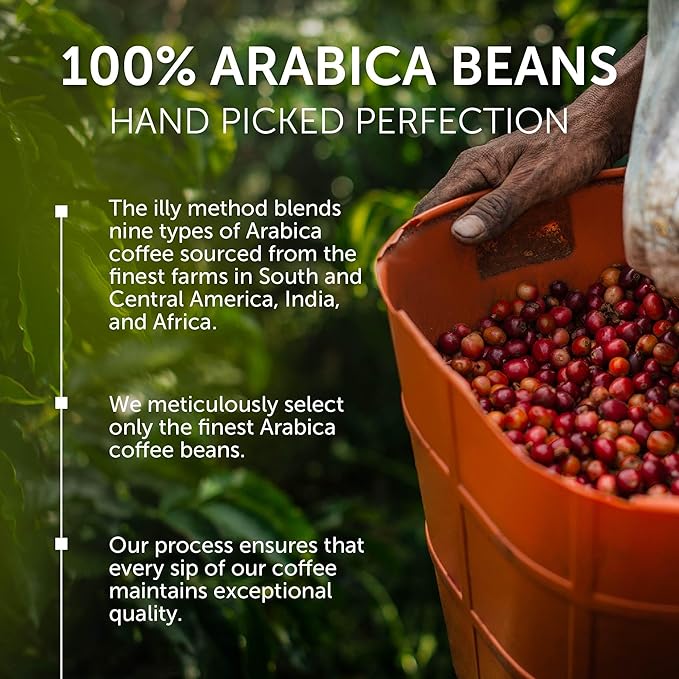 illy Whole Bean Coffee, India Single Origin Dark Roast, 100% Arabica, Premium Italian Coffee, Ideal for Espresso, Drip, Moka and French Press Brewing, 8.8oz, 6 Pack