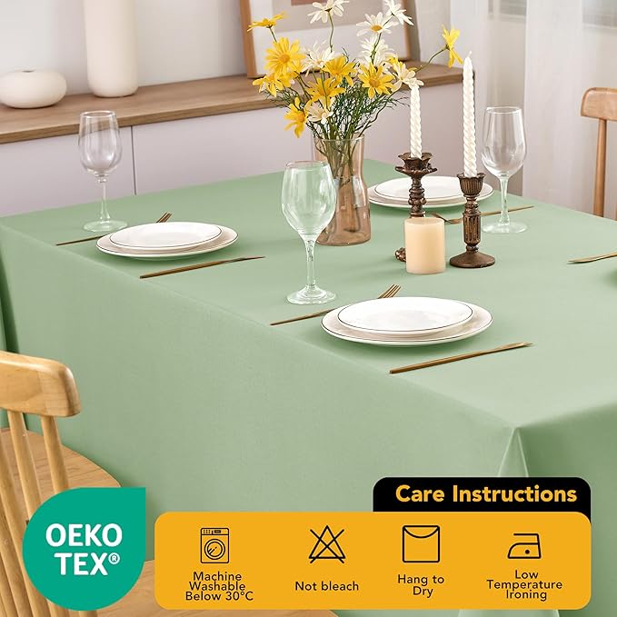 6-Pack Sage Green Tablecloths for Square Tables, 54 x 54 Inches, Stain-Resistant Polyester Fabric for 2 Foot Tables - Washable Table Covers for Weddings, Banquets, Birthday Parties, Events