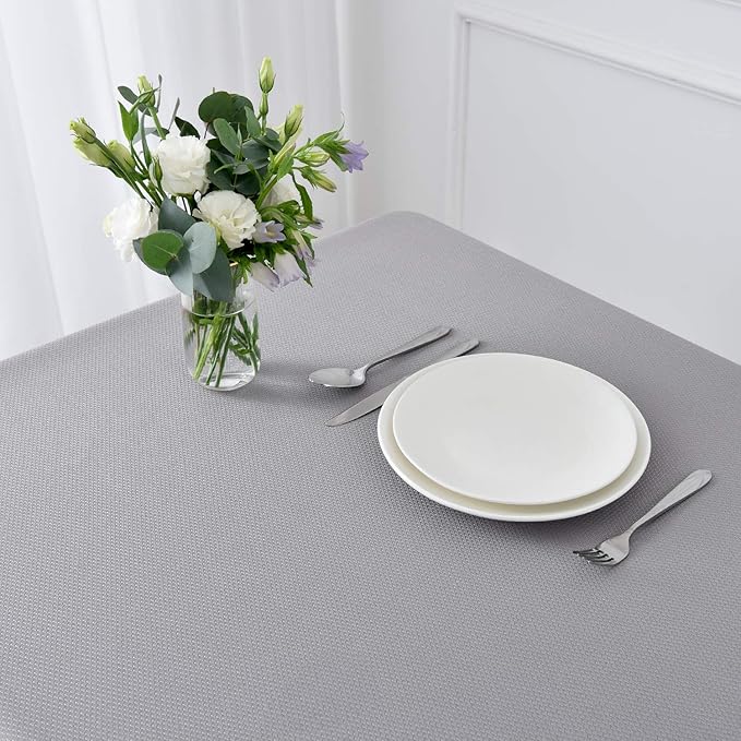 maxmill Jacquard Square Tablecloth Stain Resistant Spillproof Wrinkle Free Washable Soft Table Cloth, Decorative Fabric Table Cover for Dining Room, Indoor and Outdoor Use, 52 x 52 Inch, Light Grey