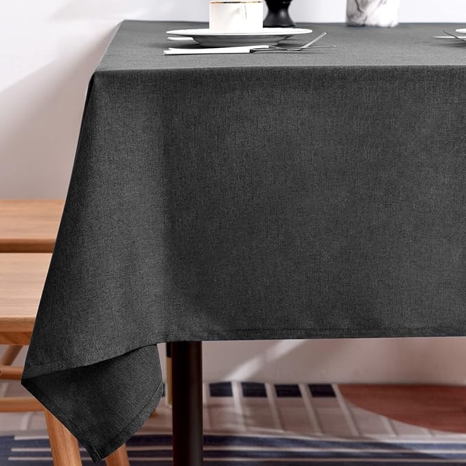 BALCONY & FALCON Rectangle Table Cloth – Waterproof, Wrinkle-Resistant & Dust-Proof Farmhouse Tablecloth for Dining, Kitchen, Party Decorations, Outdoor Patio, Baby Shower (Dark Gray, 55" x 71")