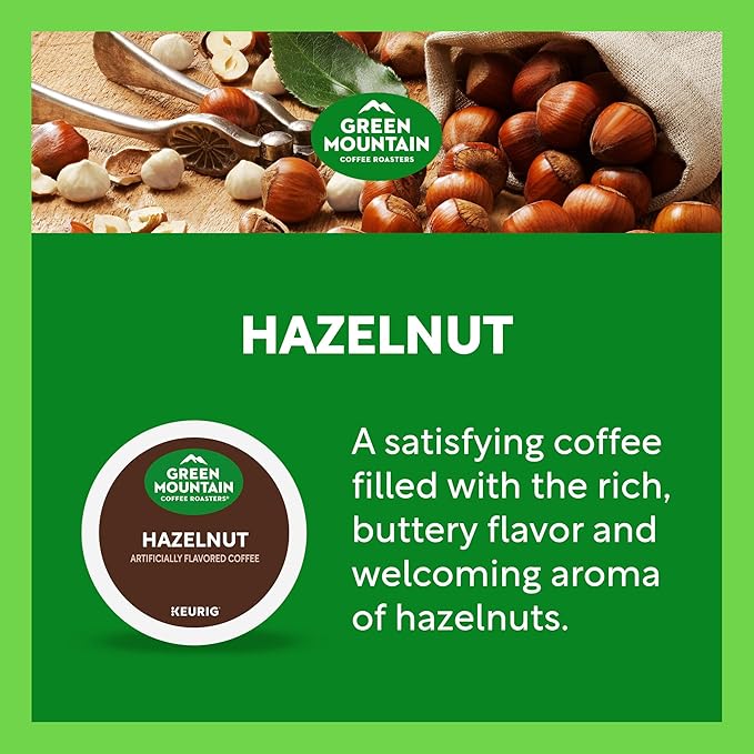 Green Mountain Coffee Roasters Hazelnut Keurig Single-Serve K-Cup Pods, Light Roast Coffee, 32 Count