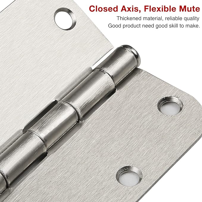 30 Pack Brushed Nickel Door Hinges 3.5 x 3 1/2 Inch Interior Rounded 5/8" Radius Iron Bifold Silver Residential 3 ½"Satin Nickels Hinge for Doors Hardware Kit Office Bedroom Study Living Room Decor