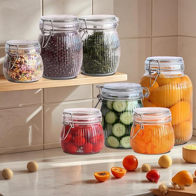 Mason Jars 16 oz with Lids,6 Pack Clear Glass Wide Mouth Mason Jar with Airtight Lids,Canning Jars for Food Storage,Snacks
