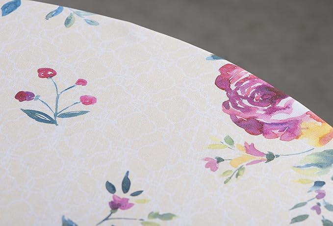 Maison d' Hermine Table Cloth Round Table 100% Cotton 63 Round Inches Tablecloth Reusable Decorative for Dining Room Farmhouse Home Valentines Day Decorations Spring Summer - Rose Garden
