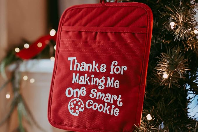 Teacher Appreciation Gift for Women - Thank You Present Potholder - One Smart Cookie Oven Mitt - Set of 2 (Smart Cookie Single)