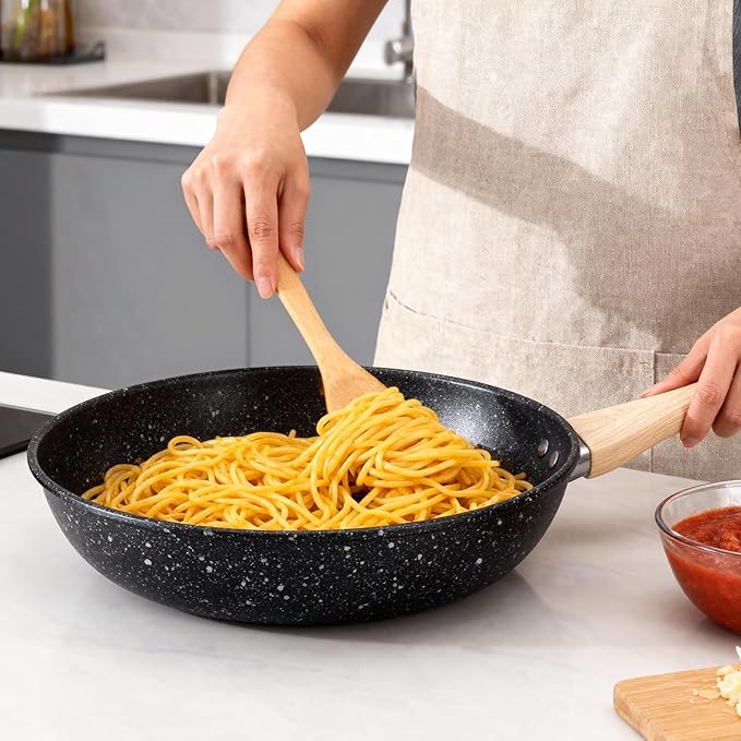 Non Stick Frying Pans, Pancake Pan with Heat-resistant Handle, Skillets Suitable for Omelets, Frying and Stir-frying (1, 8 inch)