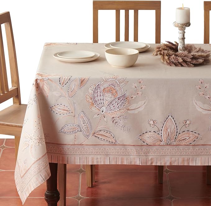 Maison d' Hermine Premium Table Cloth Rectangle Table 100% Combed Cotton 90 x 70 Inches Tablecloth Reusable Decorative for Dining Room, Farmhouse, Home, Party, Festive & Wedding - Society Florals