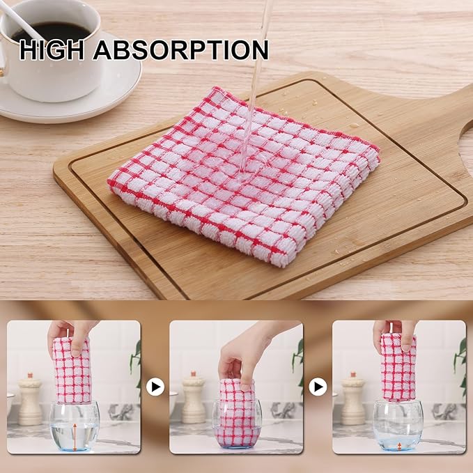 Kitinjoy Cotton 12 Pack Terry Kitchen Towels, 16 x 25 Inches Super Soft and Absorbent Dish Towels, Quick Drying Hand Towels for Kitchen Drying, Mix Colour