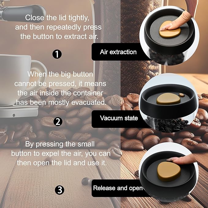 Vacuum Coffee Canister 2-Pack - 40oz & 30oz Coffee Storage Containers, Airtight Glass Coffee Containers for Freshness & Optimal Preservation
