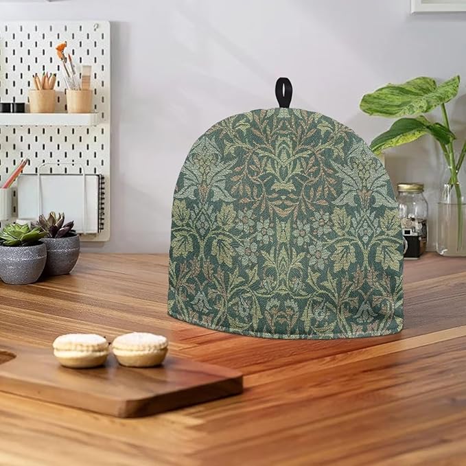 Tea Cozy for Teapots with Handle - William Morris Pattern Flower Garden Dust Insulated Cover, Hanging Fold-Up Design, Suitable for Kitchen and Living Room Table Decoration