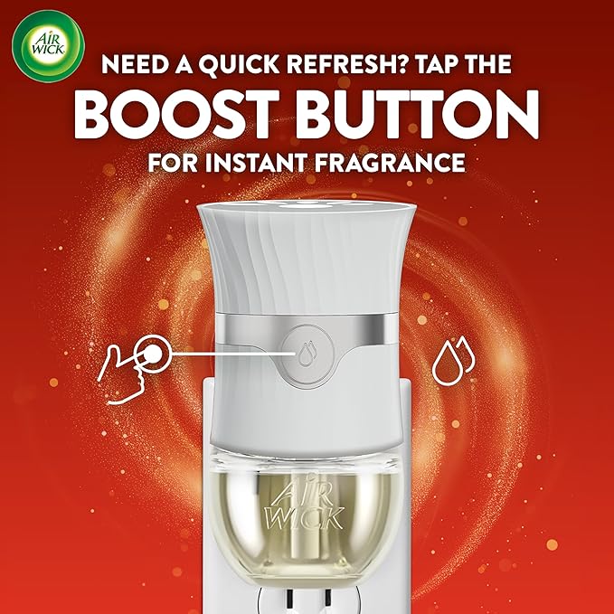 Air Wick Plug In Scented Oil Refill, Infused with Essential Oils, Plug In Air Fresheners for Home, Fall Scent, Fall Décor, Apple Cinnamon Medley, 4 ct