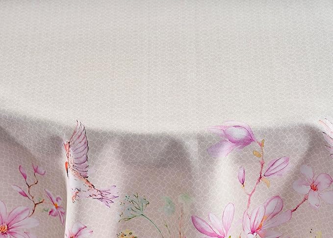 Maison d' Hermine Table Cloth Round Table 100% Cotton 63 Round Inches Tablecloth Reusable Decorative for Dining Room Farmhouse Home Valentines Day Decorations Spring Summer - Magnolia Mornings