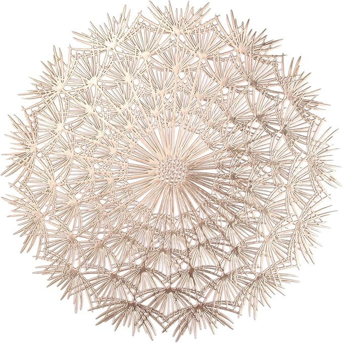 Placemats Elegant Tablemats Dandelion Flower Shape Placemats Place Mats for Kitchen Dining Table Holiday Wedding(Gold,8Pcs)