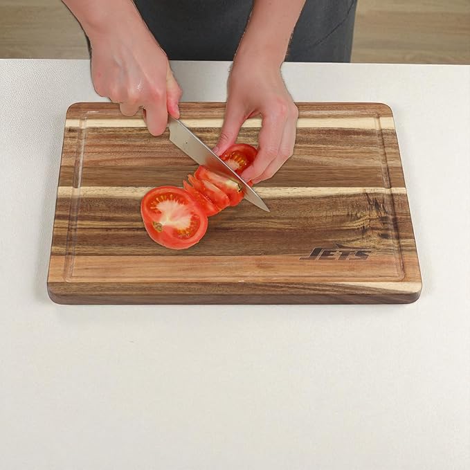 The Memory Company Officially Licensed NFL Acacia Cutting Board – 11.7" x 15.7" Durable Wood Chopping & Serving Board with Team Logo