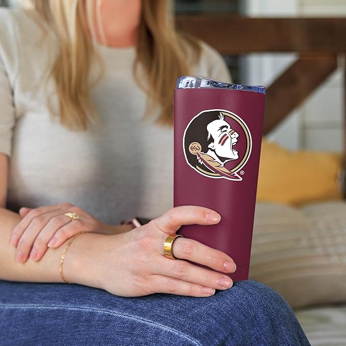 Logo Brands NCAA 20 oz Powder Coat Stainless Tumbler -Double-Wall Insulated Everday Tumbler for Hot or Cold Drinks, High Lip Lid, Team Color