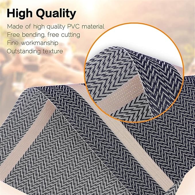 Placemats for Dining Table Set of 4/8 Woven Plastic Place Mats Non-Slip Heat Insulation Stain Table Mat(SHP Blue,4pcs)