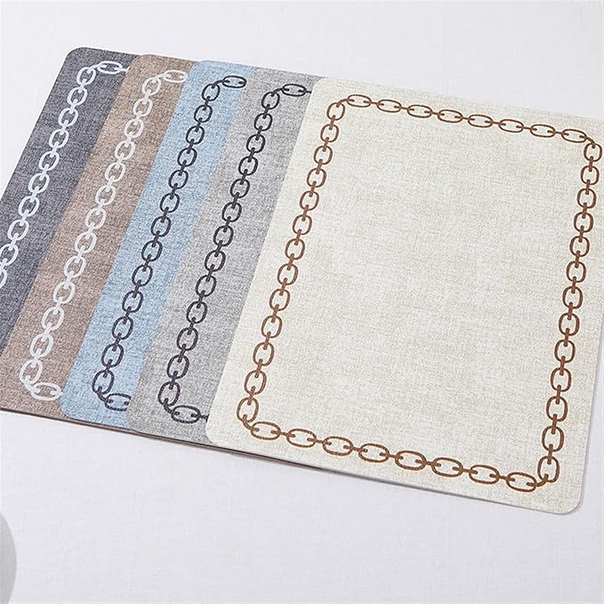 Set of 1/4/6 Simple Oblong Faux Leather Placemat for Dinning Table Home Decor Tableware Pad Home Decor коврик(Chain O Cream,6pcs)