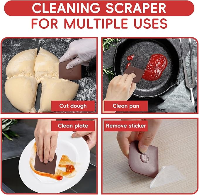 Pan Scraper, 10 Pcs Pot Scraper, Pan Scraper Plastic, Multifunctional Scraper Tool for Kitchen, Non-Slip, Food Safe, High Heat Resistant
