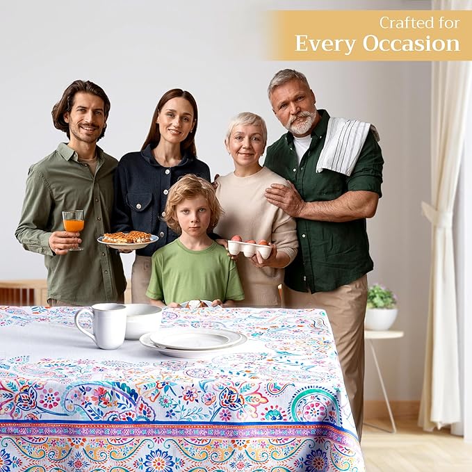 Maison d' Hermine Table Cloth Rectangle Table 100% Cotton 54 x 72 Inches Tablecloth Reusable Decorative for Dining Room Farmhouse Home Valentines Day Decorations Spring Summer - Indian Floral
