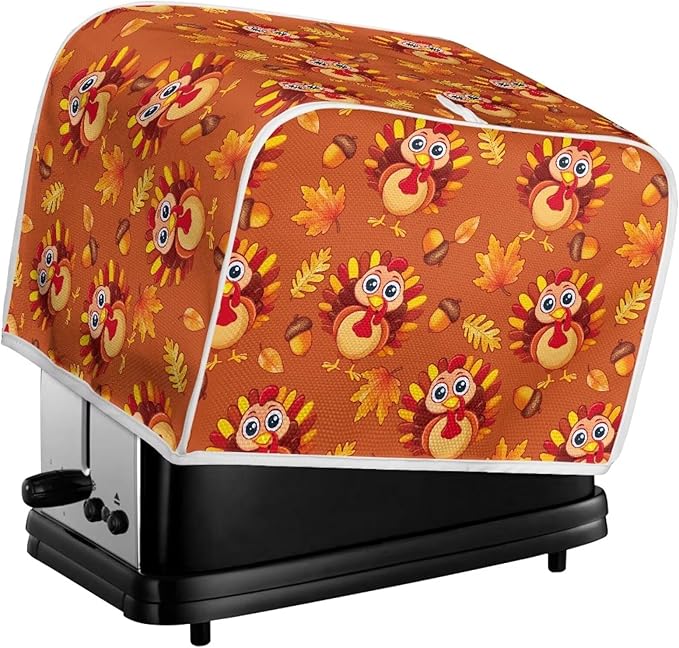 Doojoayie Cute Turkey Toaster Cover Kitchen Decor Dust Proof Oven Cover 4 Slice Bread Maker Protector Kitchen Toaster Protection Thanksgiving Decorations