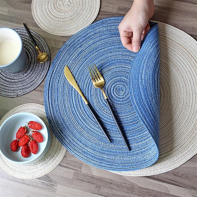 Table Mats Coasters Pad Round Stand for Mugs Anti Slip Drink Insulated Placemats Kitchen Furniture Doily(Dark Gray 18cm)