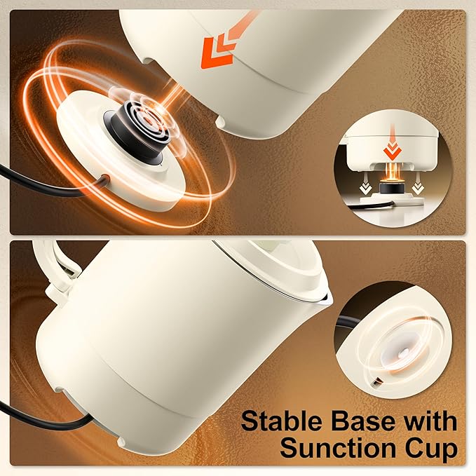 Stariver Portable Travel Kettle, 600ML Small Electric Kettle with Foldable Handle, Food Grade Stainless Steel Collapsible Water Boiler with Dual Modes, Compact Portable Kettle for RV, Camping, Beige