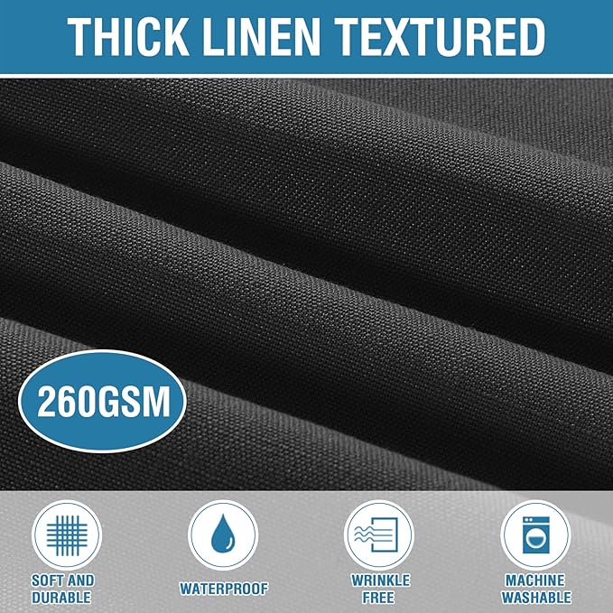H.VERSAILTEX Linen Textured Table Cloths 54 x 70 Inch Premium Solid Tablecloth Spill-Proof Waterproof Table Cover for Dining Buffet Feature Extra Soft and Thick Fabric Wrinkle Free, Black