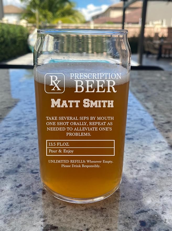 Personalized Prescription Stemless Wine Glass – Funny RX Drinkware for Women, Custom Best Friend Gift, Fun Drinking Gifts for Besties