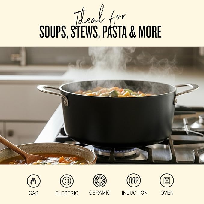 Alva Maestro 7-Piece Ceramic Cookware Set – Nonstick & No PTFE, PFOA, PFAS for Safe, Healthy Cooking – Oven & Induction Safe for Fast Even Heat, Effortless Cleanup, Durable Designed to Last