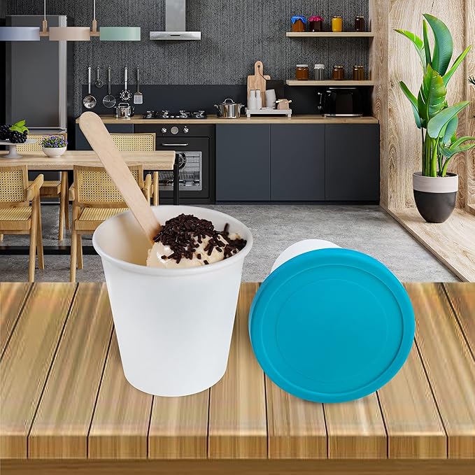 Homemade Ice Cream Container for Freezer - 1 Quart Stackable Storage Tub with Silicone Lid for Freezer - BPA Free & Dishwasher Safe