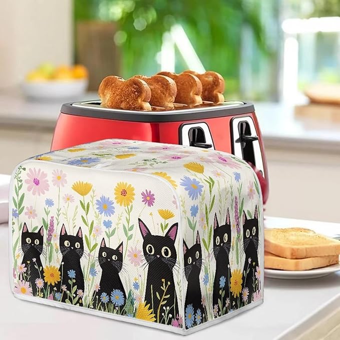 Doojoayie Black Cat Toaster Cover Small Appliance Cover 2 Slice Dustproof Toaster Machine Protection for Most Standard Toasters