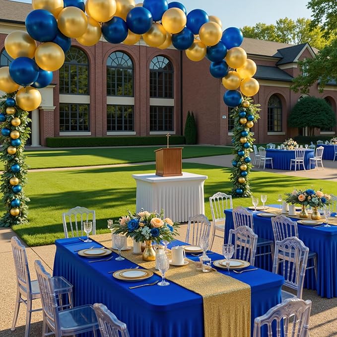 Royal Blue Spandex Tablecloths 6FT Rectangular Fitted Table Covers, Stretch Tablecloths for 6 Foot Tables Wrinkle Free Elastic Table Skirt for Graduation Party Wedding Banquet Buffet Events