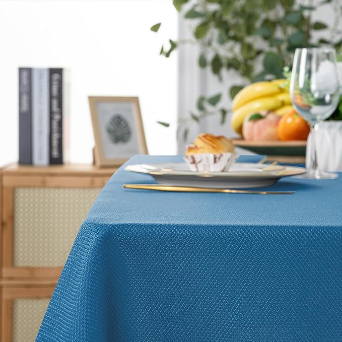 Hiasan 60 X 120 Inch Rectangle Textured Tablecloth - Waterproof Spillproof Antiwrinkle Jacquard Table Cloth for Kitchen and Dining Dinner, Outdoor Picnic, Holiday and Parties, Royal Blue